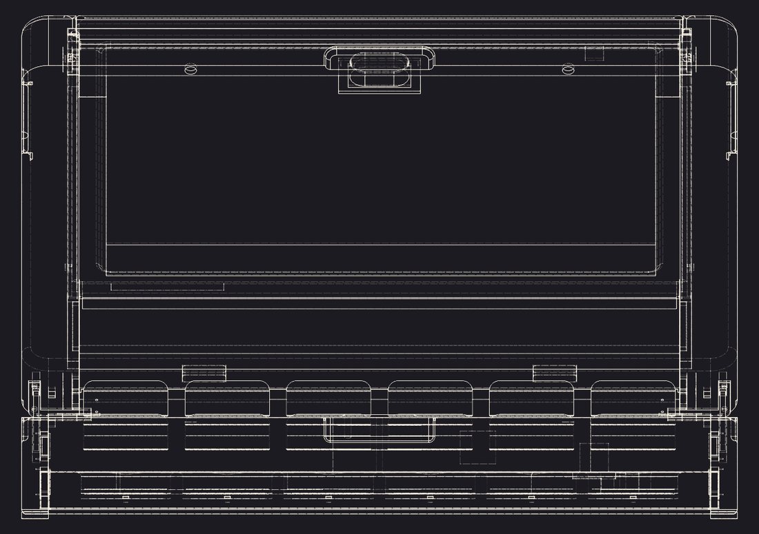 Front elevation, hidden line: jar and cap heights inside the base, lid raised behind.